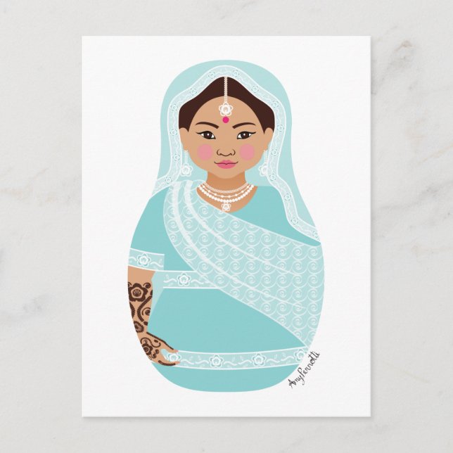 Carte postale Matryoshka indienne (Aqua) (Devant)