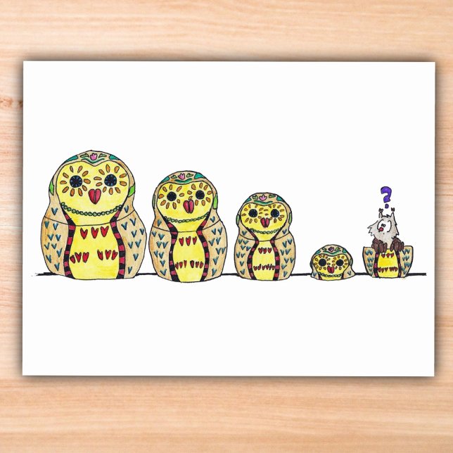Carte Postale MATRYOSHKA OWL postcard par Nicole Janes (Créateur téléchargé)