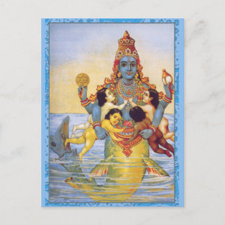 Carte Postale Matsya avec les Vedas comme nourrissons