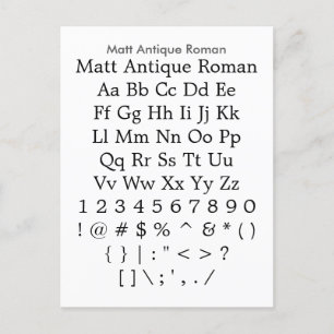 Carte Postale Matt Antique Roman - Feuille d'échantillonnage de