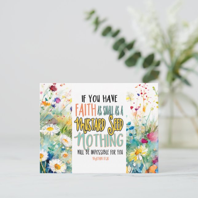 Carte Postale Matthieu 17:20 La foi comme un Verset de la Bible  (Debout devant)