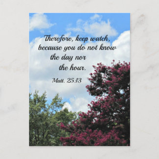 Carte Postale Matthieu 25:13 Donc, observez, parce que vous