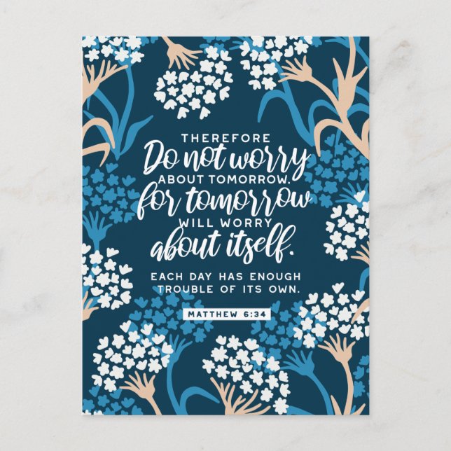 Carte Postale Matthieu 6:34 Verse de la Bible (Devant)