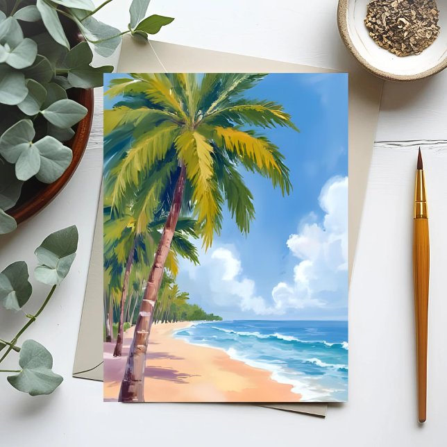 Carte Postale Maui Beach Palm Trees Peinture (Créateur téléchargé)