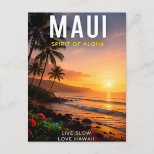 Carte Postale 🌺 Maui Hawaï Coucher de soleil tropical 🌅