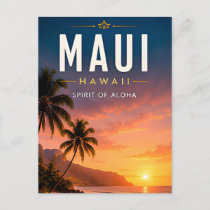 Carte Postale 🌺 Maui Hawaï Décoration de Maison Coucher de Sole