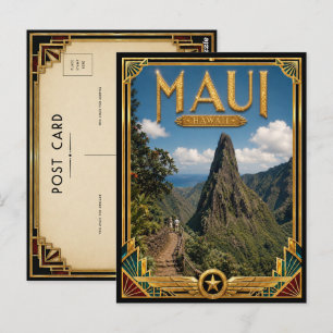 Carte Postale Maui Hawaii Art Déco Vintage Âge d'Or