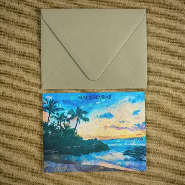 Carte Postale Maui Hawaii Peinture à l'huile Voyage d'illustrati (Maui Hawaii Oil Paint Illustration travel Postcard)