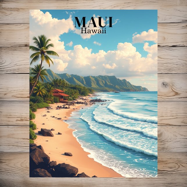 Carte Postale Maui Hawaii Plage Voyage Rétro (Maui Hawaii Beach Vintage Travel Postcard
)