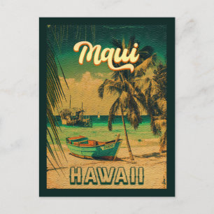 Carte Postale Maui Island Hawaii Palmiers rétro 60s Souvenirs