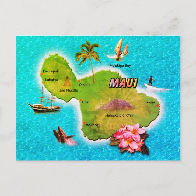 Carte Postale Maui Map (Devant)