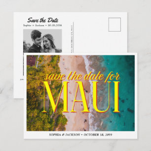 Carte Postale Maui Mariage Enregistrer la Date Rétro Hawaï