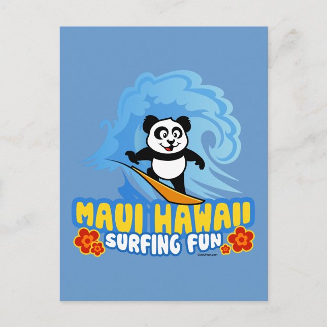 Carte Postale Maui Surf Panda (Devant)