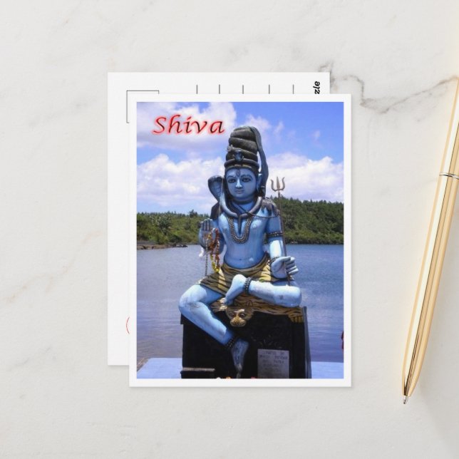 Carte Postale Maurice - Dieu Shiva - (Devant/Arrière en situation)