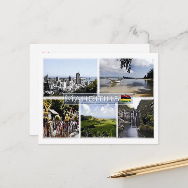 Carte Postale Maurice - Mosaïque - (Devant/Arrière en situation)