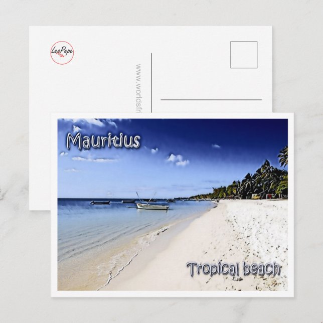 Carte Postale Maurice - Plage tropicale - (Devant / Derrière)