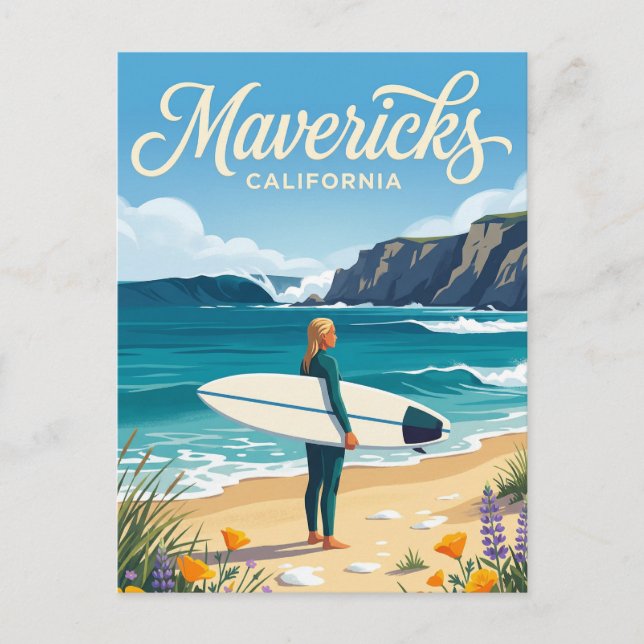 Carte Postale Mavericks, Half Moon Bay Californie (Devant)
