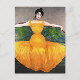 Carte Postale Max Kurzweil - Dame en robe jaune