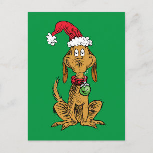 Carte Postale Max le chien avec un chapeau de Père Noël