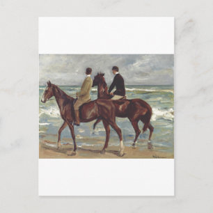 Carte Postale Max Liebermann : Deux Cavaliers sur la Plage Art