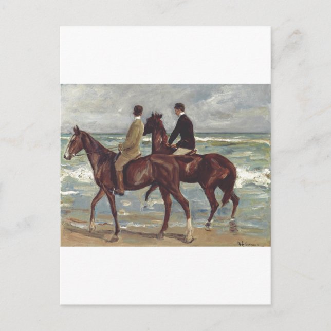 Carte Postale Max Liebermann : Deux Cavaliers sur la Plage Art (Devant)