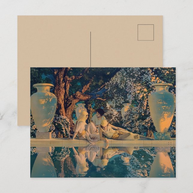 Carte Postale Maxfield Parrish Le Jardin d'Allah 1918 Beaux-Arts (Devant / Derrière)