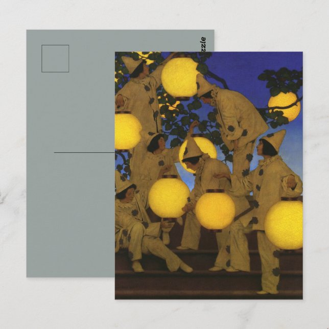Carte Postale Maxfield Parrish Les Porteurs de Lanternes 1908 Vi (Devant / Derrière)