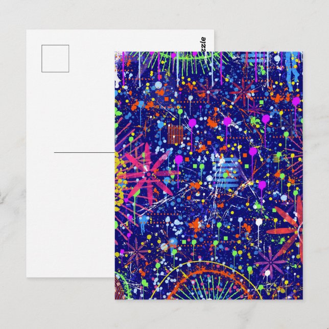 Carte Postale Maximalisme Abstrait : Grande Roue la Nuit (Devant / Derrière)