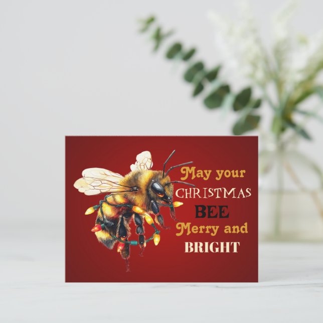 Carte Postale May Your Christmas BEE Merry and BRIGHT (Debout devant)
