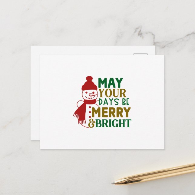 Carte Postale May Your Days Be Merry and Bright Christmas (Devant/Arrière en situation)