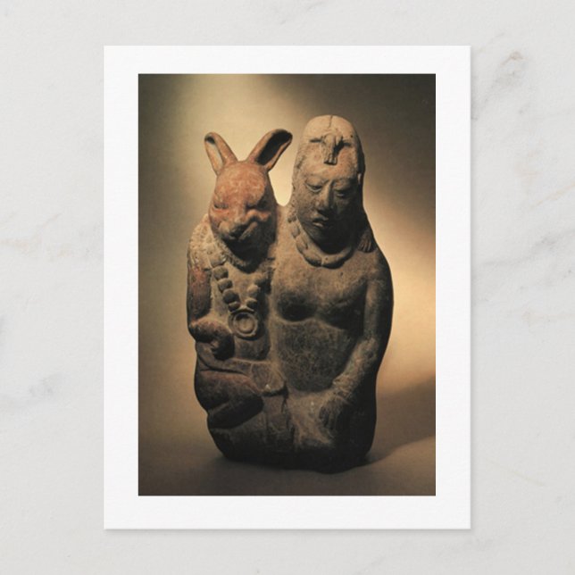Carte Postale Maya Goodess Ixchel et son compagnon de lapin (Devant)