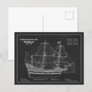 Carte Postale Mayflower - Plan directeur des navires PD