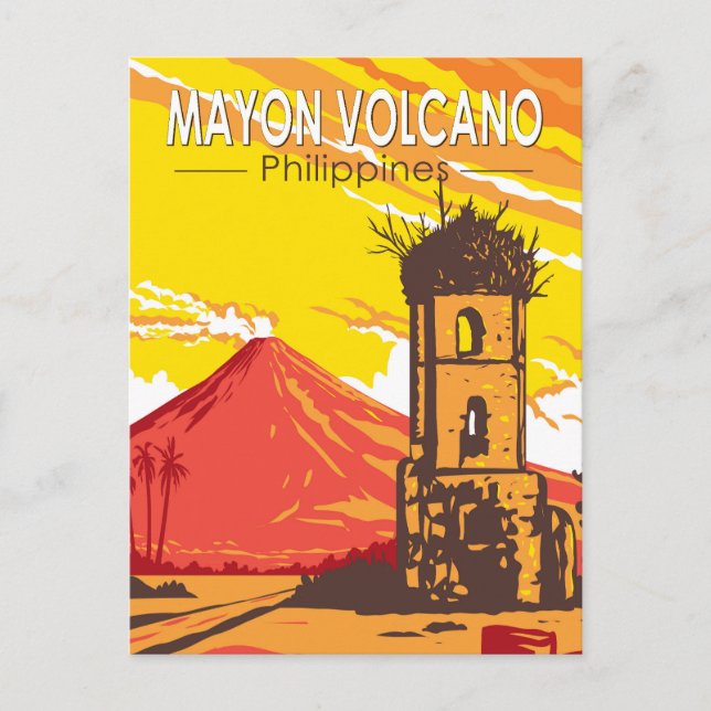Carte Postale Mayon Volcano Cagsawa Ruines Philippines Travel Ar (Devant)