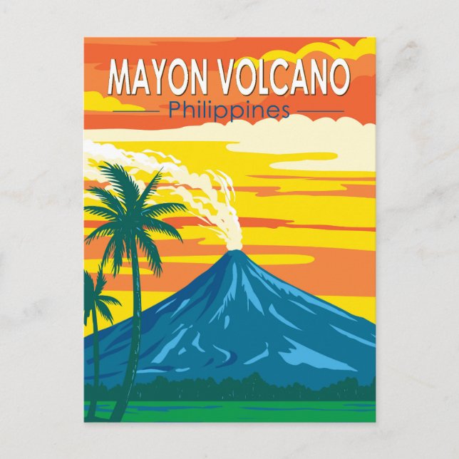 Carte Postale Mayon Volcano Philippines Travel Art Vintage (Devant)