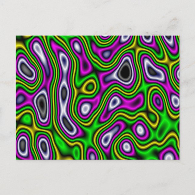 Carte Postale Maze fractal Jaune Magenta verte (Devant)