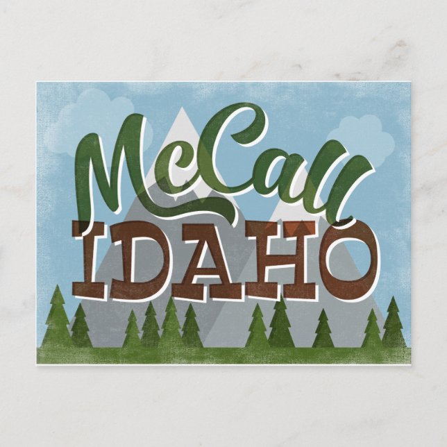 Carte Postale McCall Idaho Fun Retro Montagnes neigeuses (Devant)