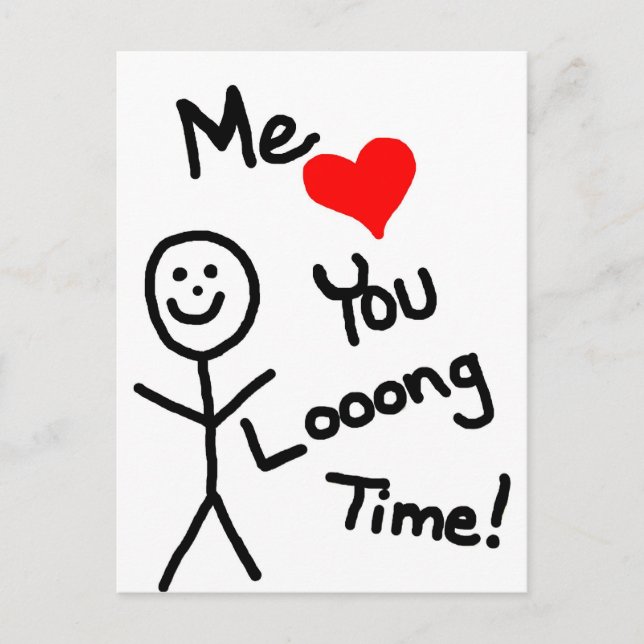 Carte Postale Me Love You Stick Person Cartoon (Devant)