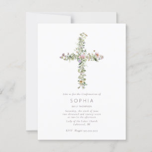 Carte Postale Meadow wildflower cross Confirmation Celebration