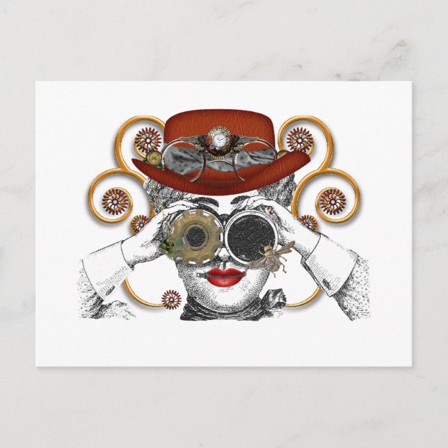 Carte Postale mecanicien steampunk à l'air cool (Devant)