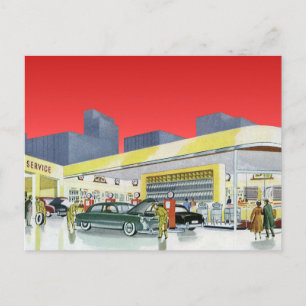 Carte Postale Mécanique Automatique vintage Service de Garage