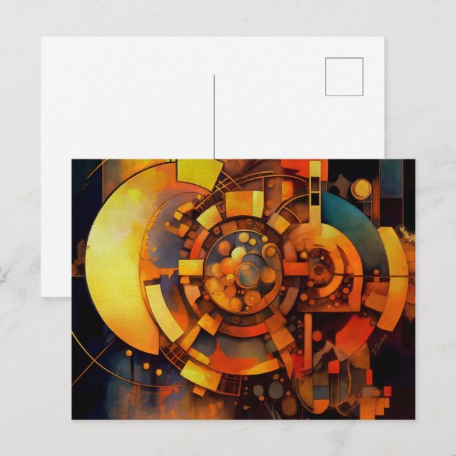 Carte Postale Mécanisme Solaire Steampunk Abstrait (Devant / Derrière)