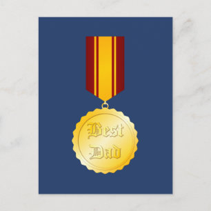 Carte Postale Médaille Broche Meilleur Papa Fête des Pères