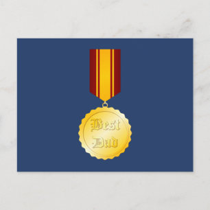 Carte Postale Médaille Broche Meilleur Papa Fête des Pères