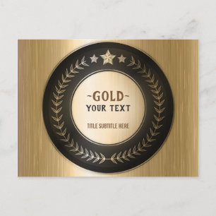 Carte Postale MÉDAILLE DIY IMPRESSION PERSONNALISÉE Or #1 AJOUTE