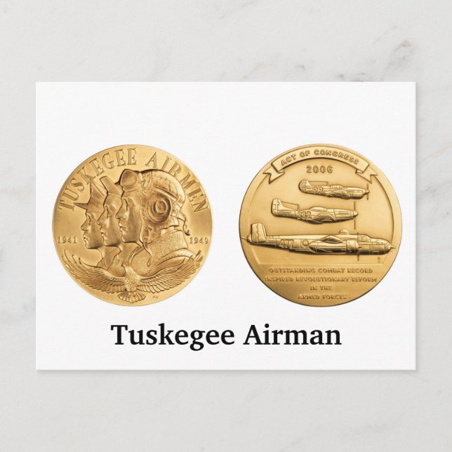 Carte Postale Médaille d'or des aviateurs de Tuskegee (Devant)