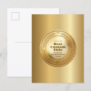 Carte Postale Médaille d'or réaliste 3D personnalisable et modif