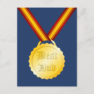 Carte Postale Médaille du meilleur papa Fête des pères