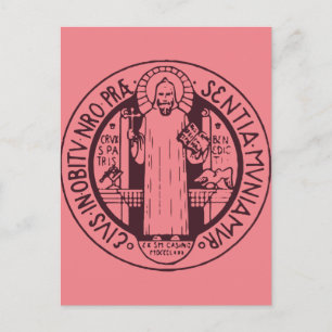Carte Postale Médaille Symbole d'Art Minimaliste Saint Benoît
