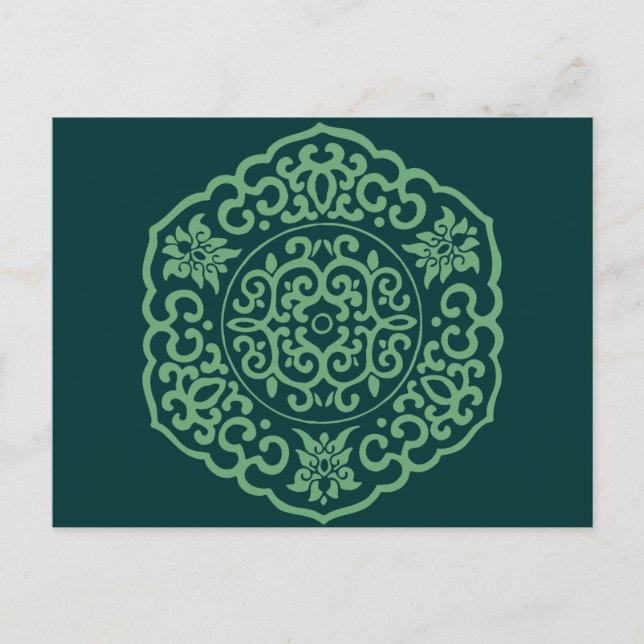 Carte Postale Médaillon chinois vert (Devant)