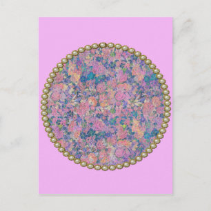Carte Postale Médaillon rose